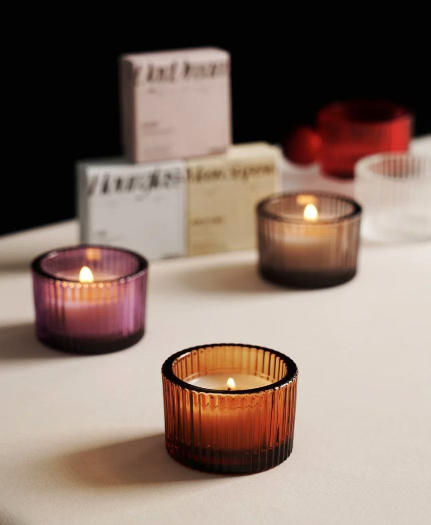 创意简约竖纹跨境烛台亚马逊爆款蜡烛杯玻璃香薰杯家居饰品摆件详情9