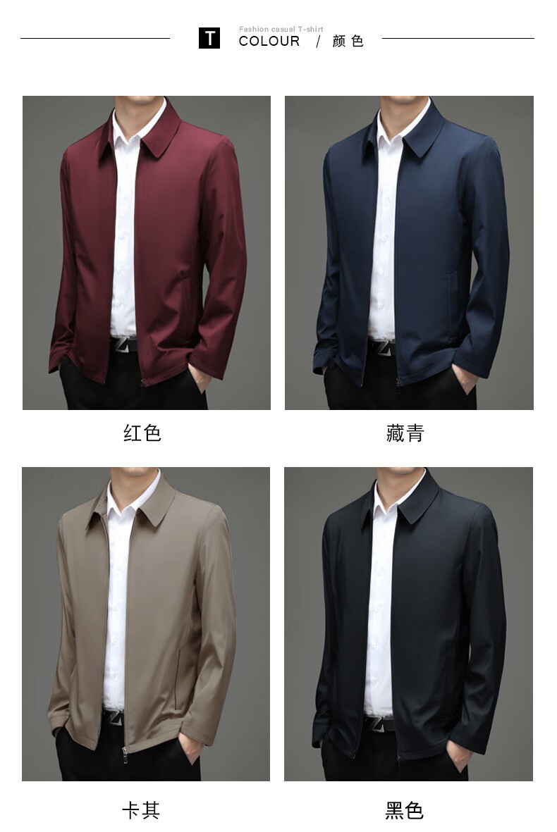 一件代发春秋季中老年男士商务夹克男士休闲外套爸爸行政夹克男装详情8