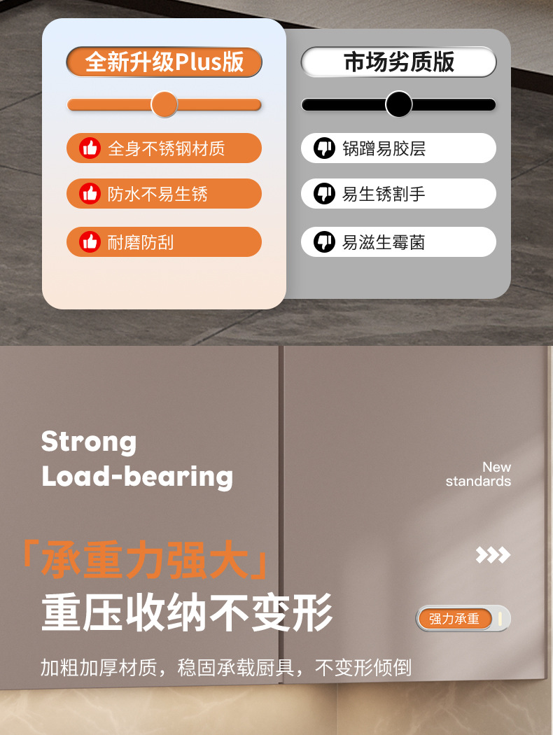 Customized sink, kitchen cabinet, layered telescopic storage rack, multi-purpose cookware storage, adjustable storage rack pic 29