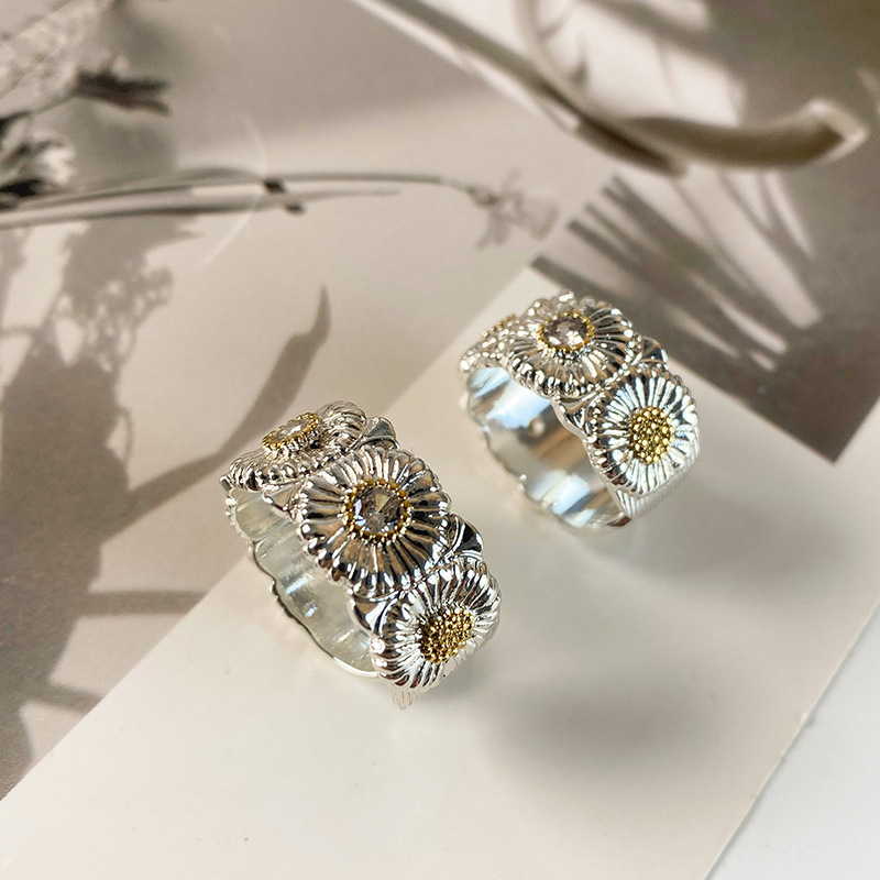 fever同款银色小花戒指女小众设计轻奢高级感雏菊新款夏季韩国ins详情12