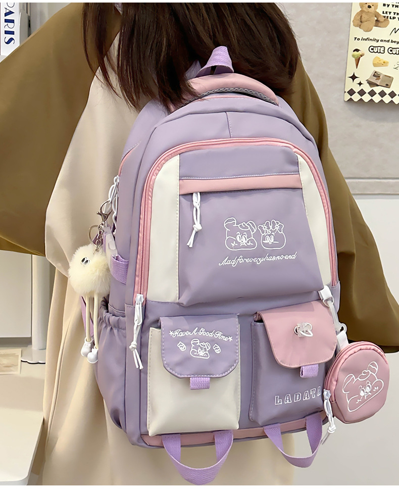 Japanese and Korean casual backpacks, forest-style schoolbags, multi-pocket schoolbags for primary school students, large capacity for cross-border travel for junior and senior high school students pic 14