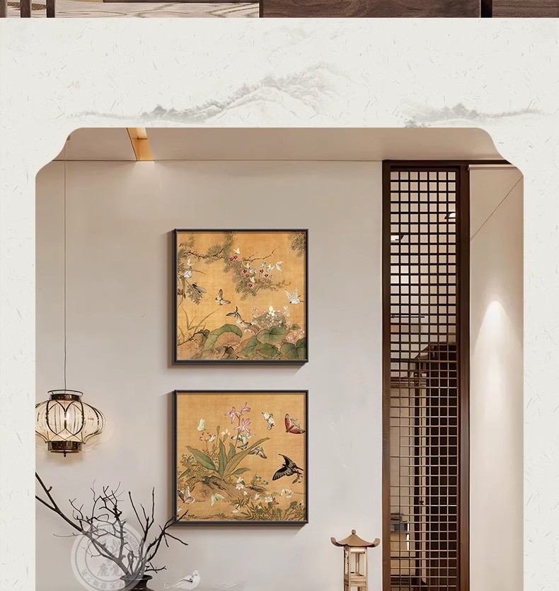 宋氏美学花鸟画客厅装饰画新中式沙发背景墙挂画方形餐厅卧室壁画详情15