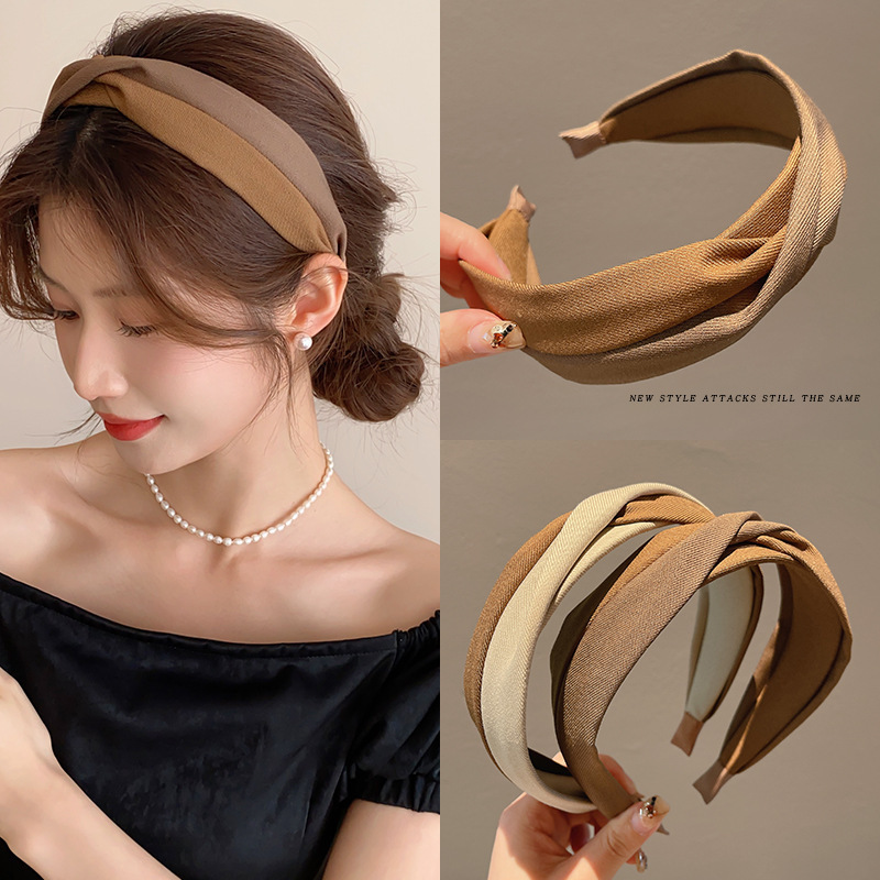 Retro, simple and versatile hairpins and headbands, Korean wide-edge pressure headbands for girls, popular headwear, face wash hair bands and hair bundles pic 1