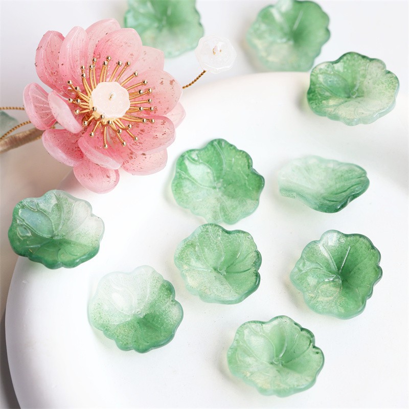 琉璃22*24mm立体圆荷叶diy古风发簪玉簪花叶子荷花步摇材料配件详情1