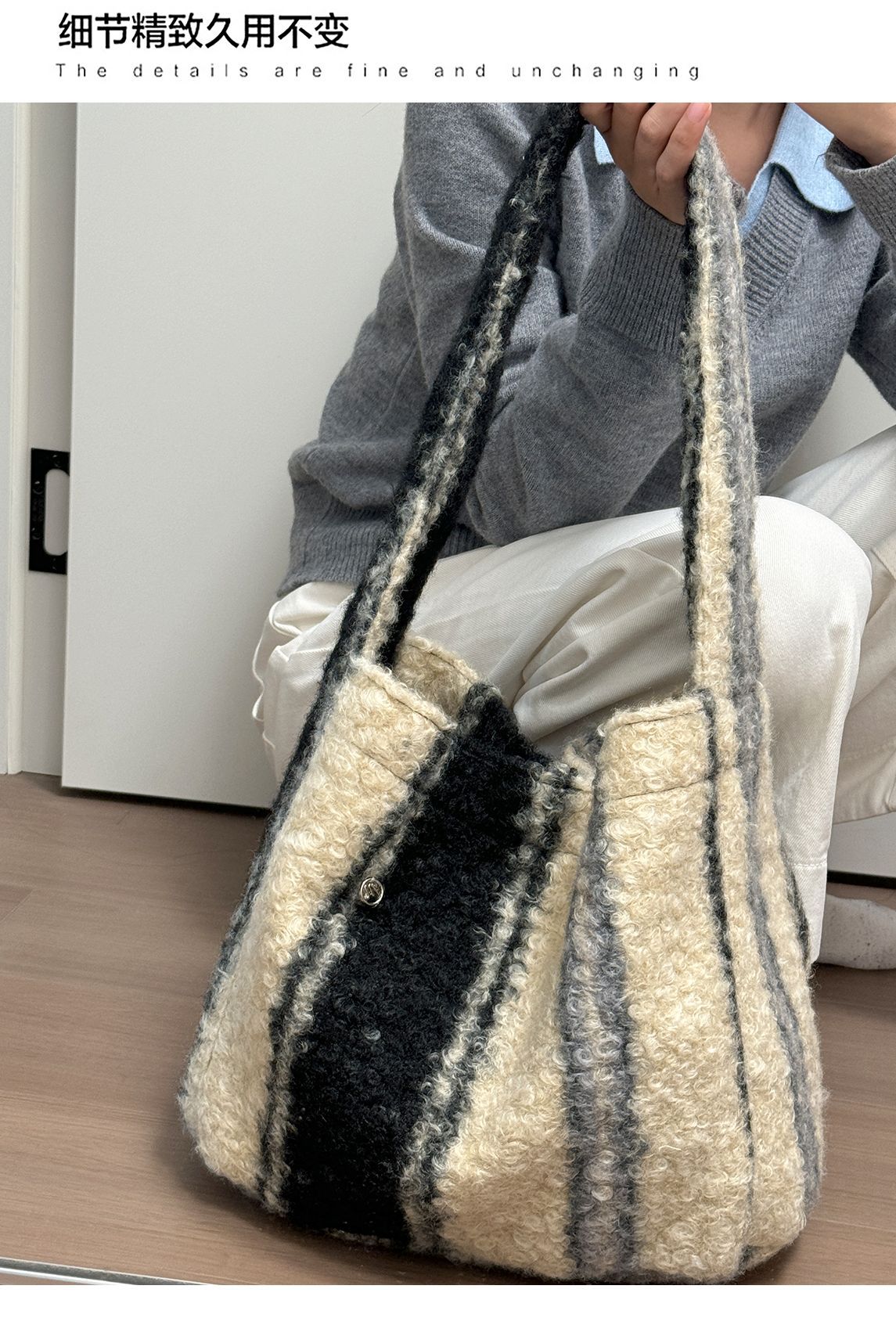 秋冬季女生刺绣手拎包大容量托特包可爱卡通斜挎便携手提单肩包详情7