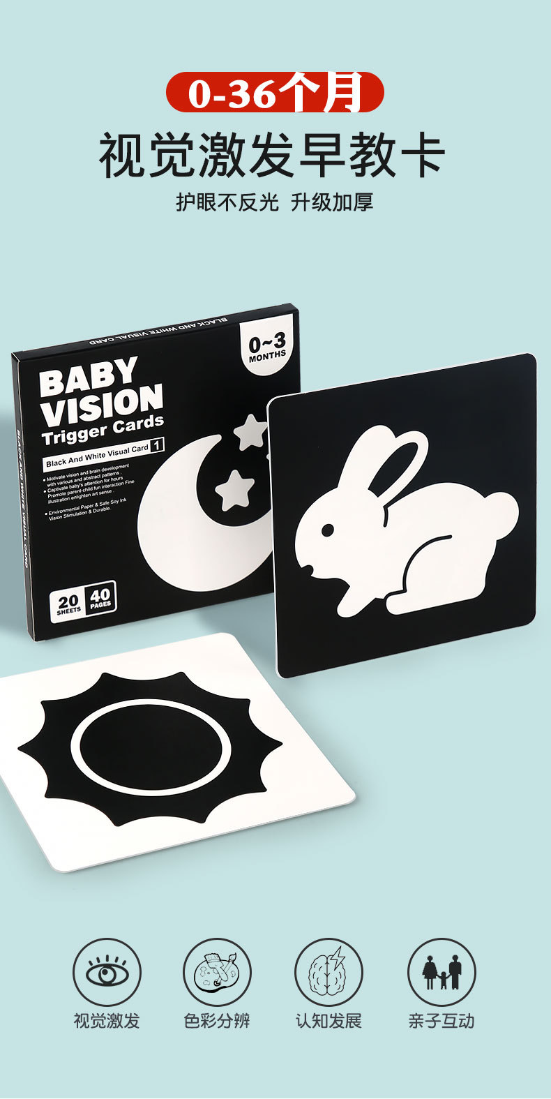 CECPC Black and white color early childhood education cognitive card toys, baby visual stimulation cards, educational and fun toys pic 65