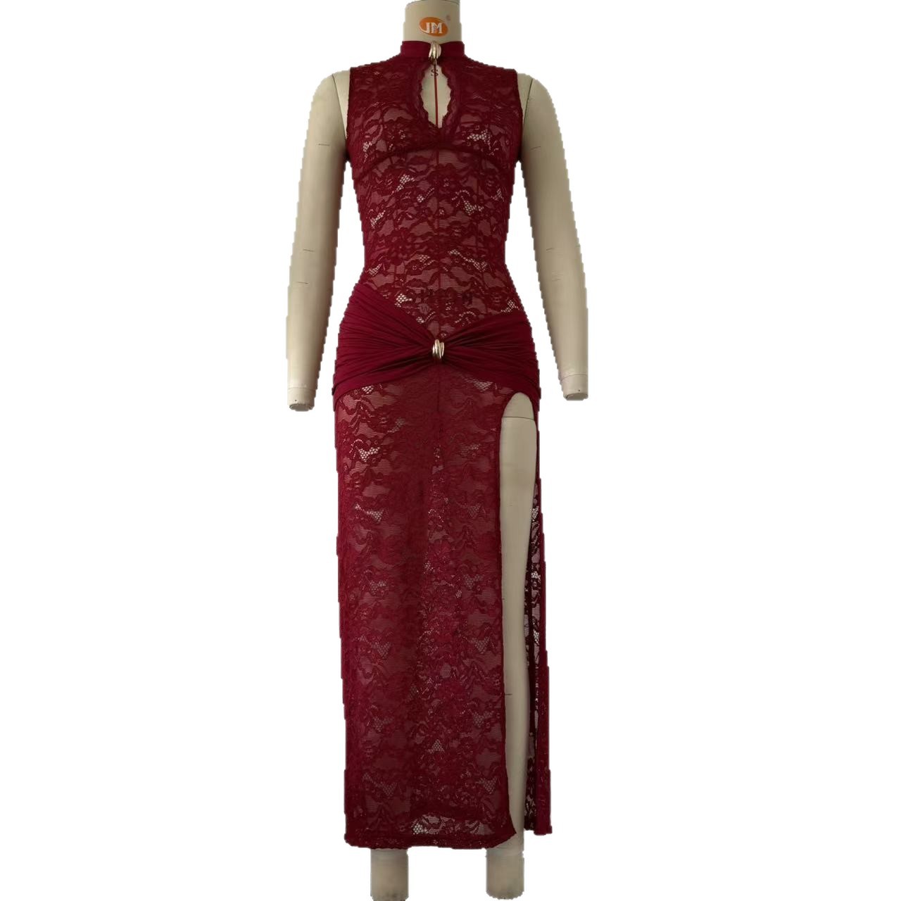 A new sexy and fashionable lace cutout high-slit figure-hugging sleeveless dress that is selling well in cross-border trade between Europe and America for women pic 21
