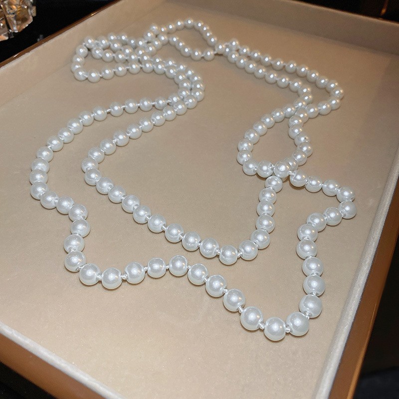 Irregular long pearl necklace, French light luxury style, sweater chain, niche simple and high-end necklace wholesale for women pic 27