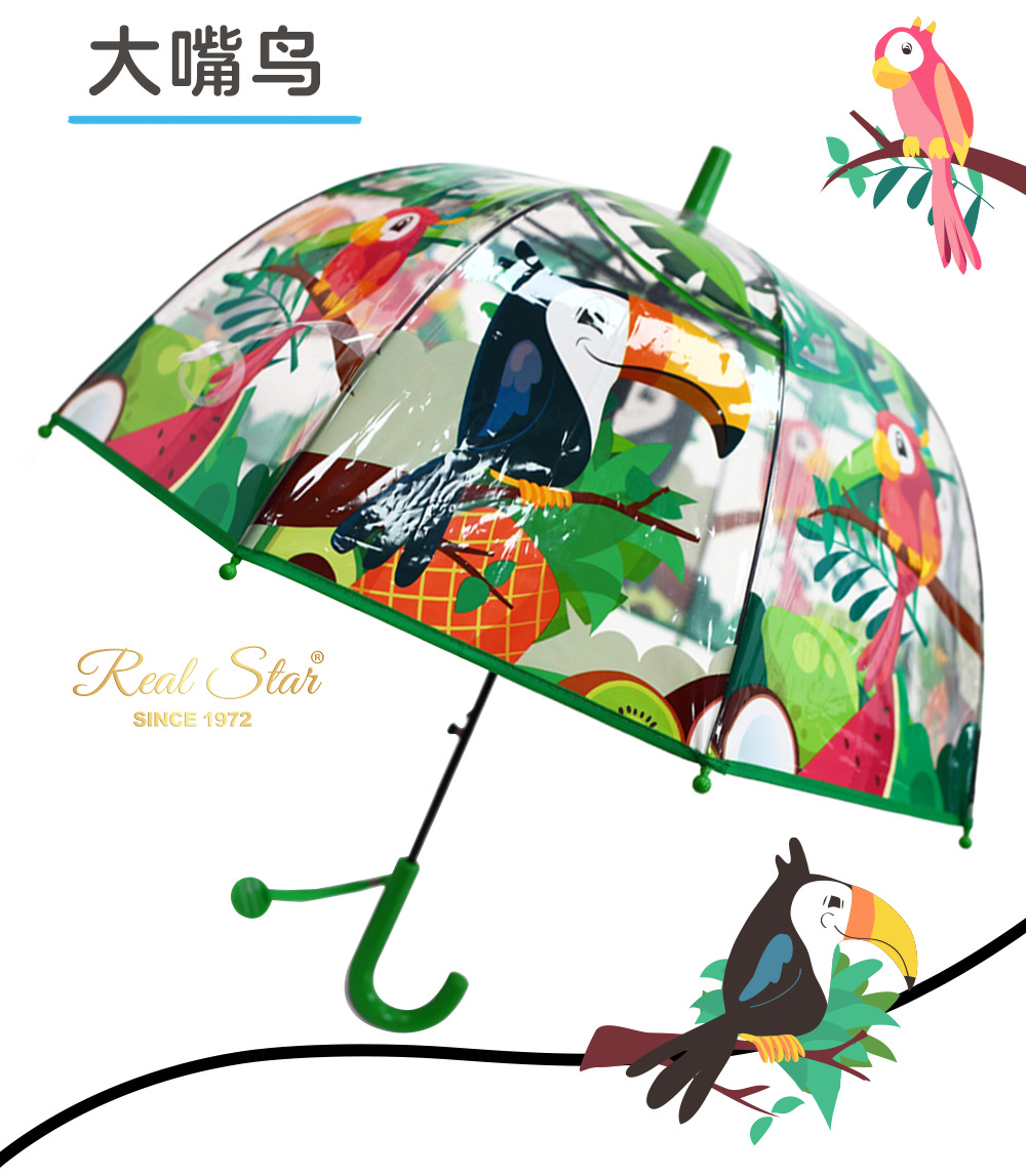 25年新品【跨境】儿童透明雨伞卡通猫咪恐龙图案19寸外贸伞现货详情10