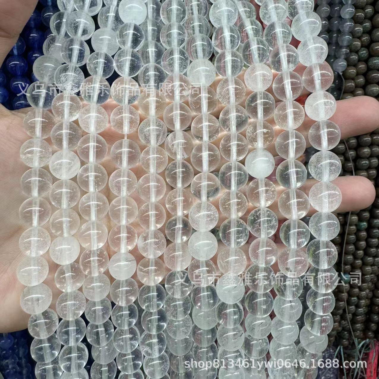 Factory direct sales of imitation white ghost round beads, white watermelon loose beads, glass loose beads, diy accessories, glass beads semi-finished products pic 5