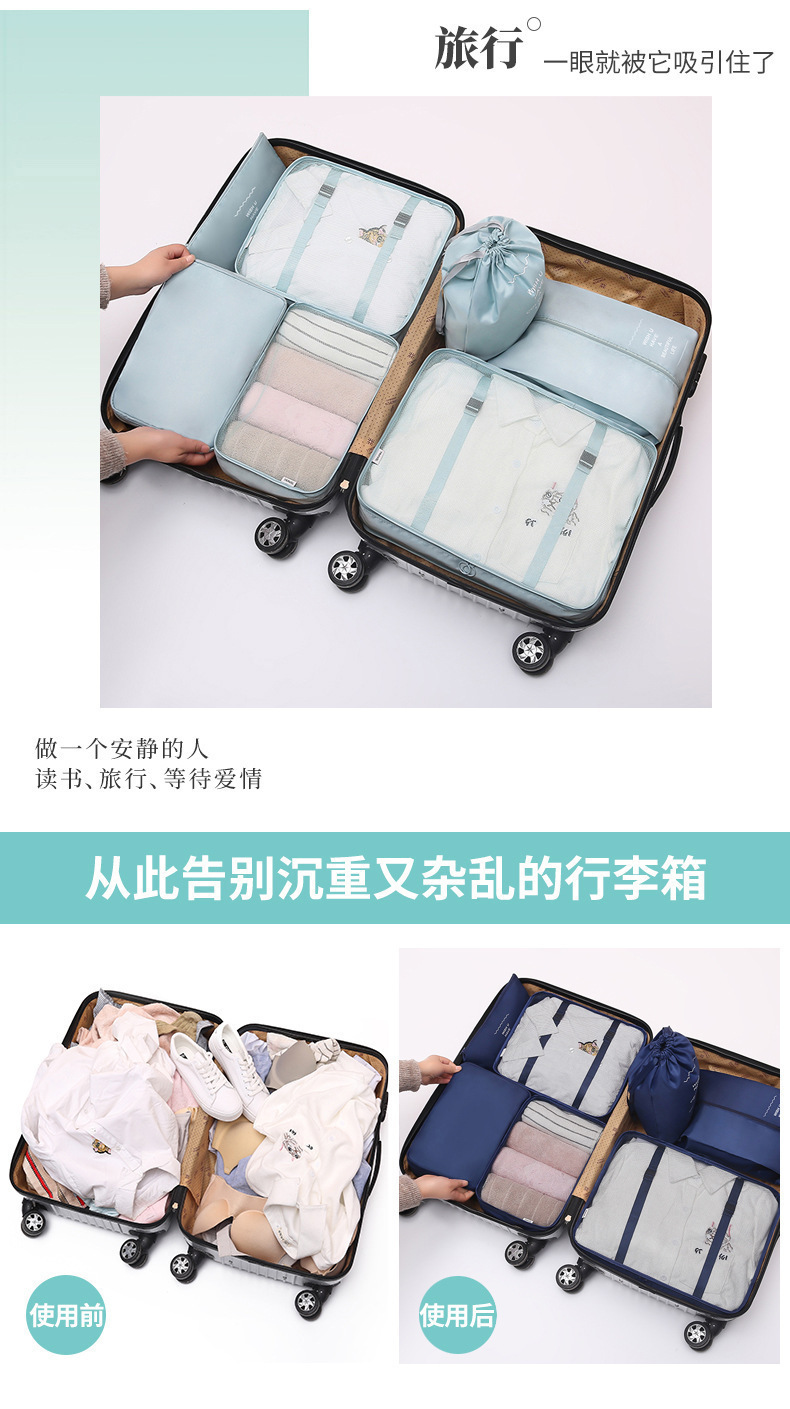 旅行收纳袋七件套装衣服整理打包袋旅游行李箱衣物内衣收纳包批发详情20