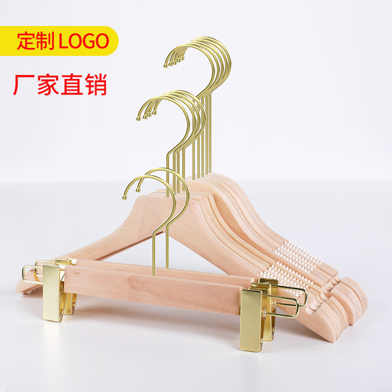 实木裤架服装店防滑实木衣架木质衣挂批发儿童成人木头衣架收纳详情3