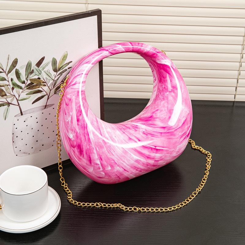 2024夏季新款欧美爆款弯月包晚宴包手提亚克力包跨境批发彩色炫彩详情12