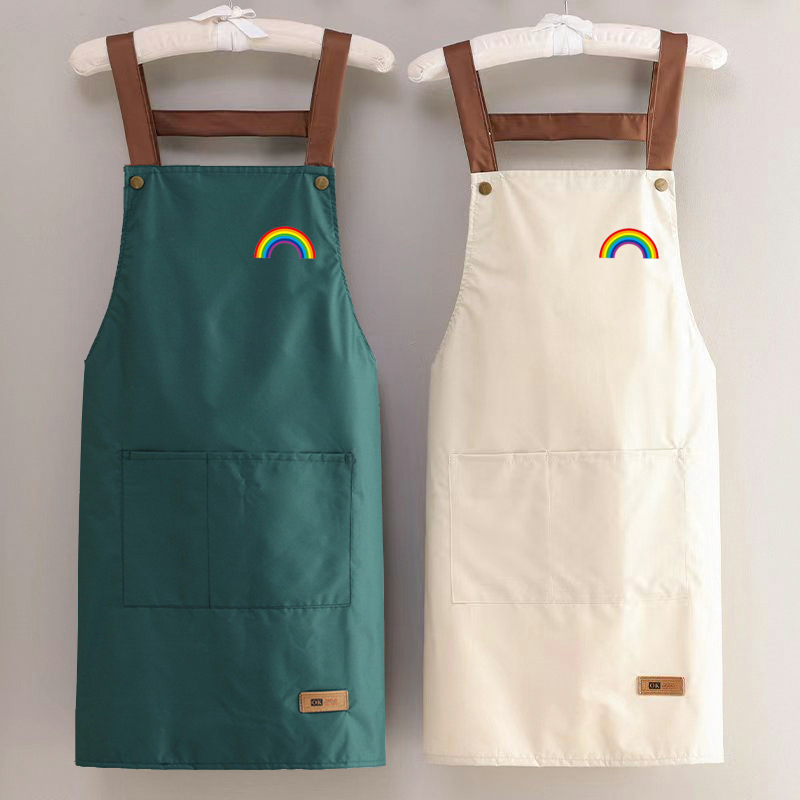 新款围裙厨房防水防油上班工作服餐饮女韩版围腰薄男定印字logo详情15