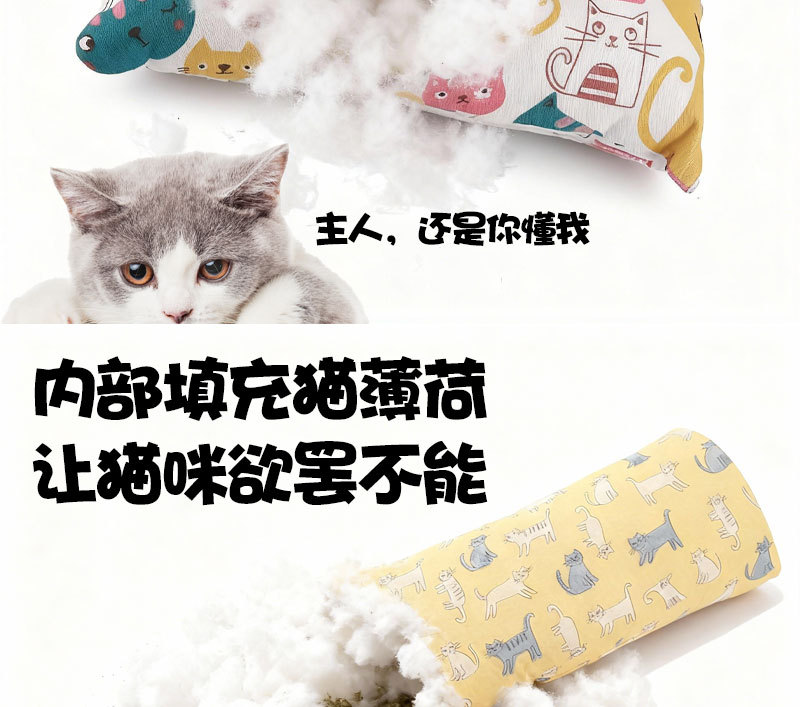 The new cross-border cat toy comes with a Xiangpaper cat, mint wood, Tianliao cat, self-fun, biting and companionship long cat pillow pic 7