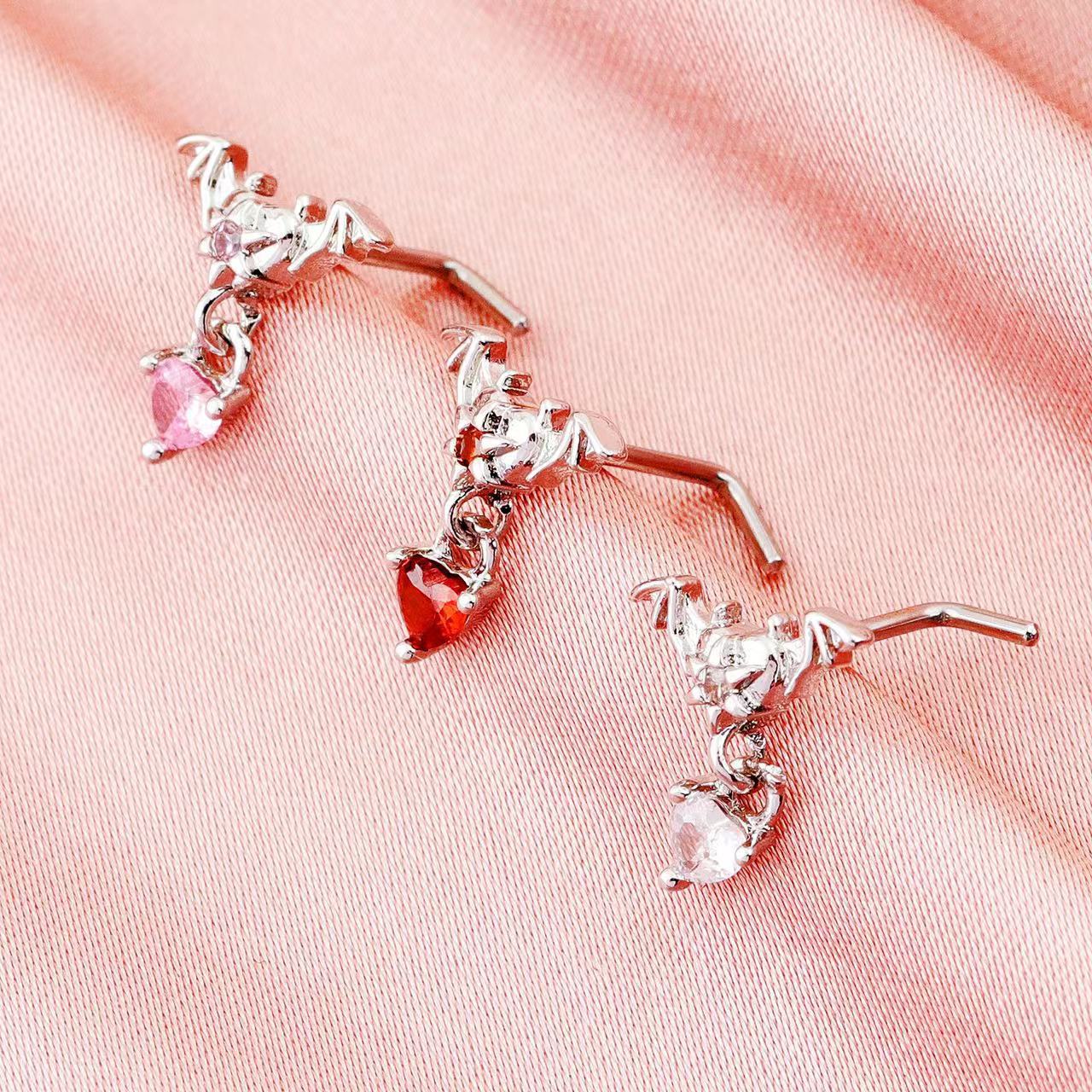 锆石吊坠鼻钉L杆蝙蝠月亮爱心蝴蝶鼻饰花朵鼻钉跨境新品穿刺饰品详情8