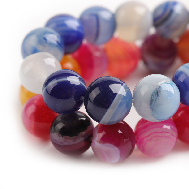 Factory direct sales of semi-finished products such as colored striped agate loose beads, coiled agate round beads, and diy jewelry accessories pic 6