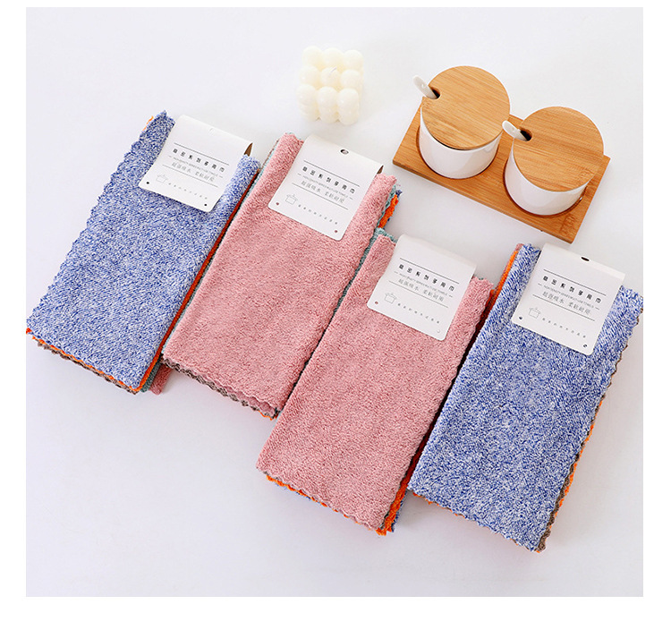 【 Chi Jia 】 Full Sky Star Coral Fleece square Towel, soft absorbent hand towel, Kitchen cloth, hanging small towel, plain color pic 11