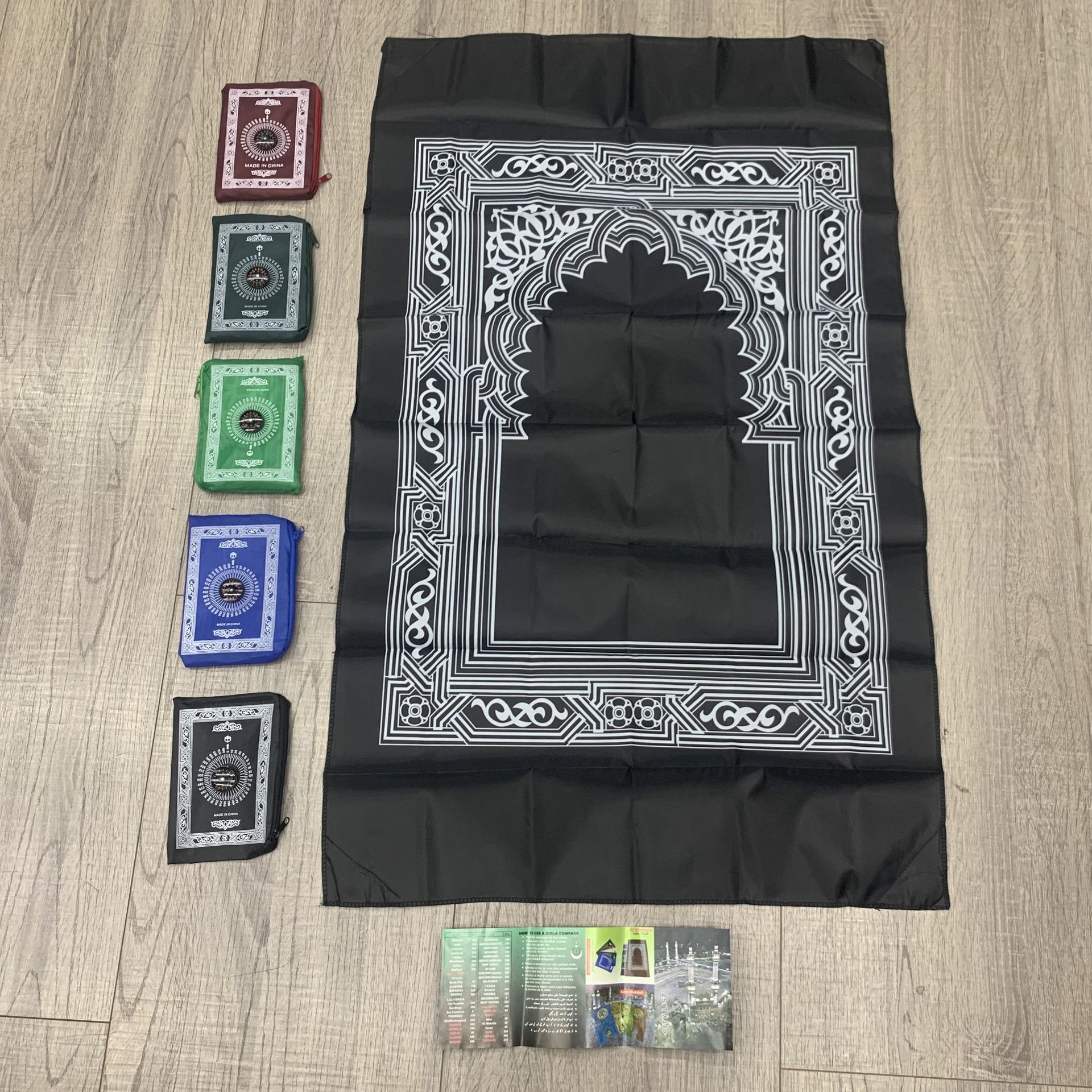 阿拉伯折叠毯朝拜毯指南针两件套朝觐用品中东迪拜沙特跨境男厂家详情17