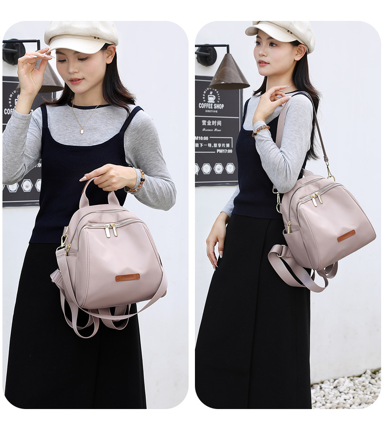韩版气质简约女士双肩包新款百搭质感休闲包轻盈背包潮流靓丽女包详情20