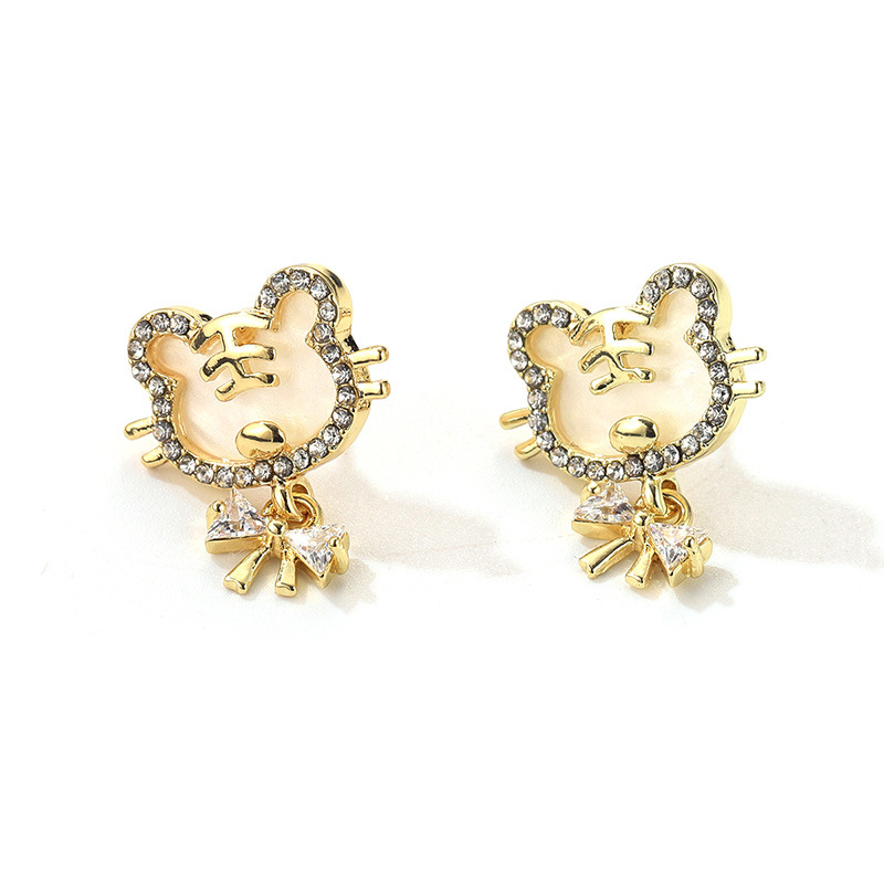 Xiaohongshu Chinese style Tiger Year zodiac earrings, bow tiger head Stud S925 silver needle Light luxury French niche earrings pic 22