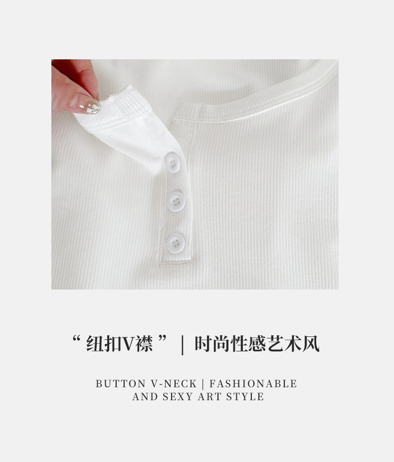 Factory wholesale semi-open round-neck T-shirt for women 2026 new Spring and autumn style slimming top long-sleeved versatile base layer pic 10