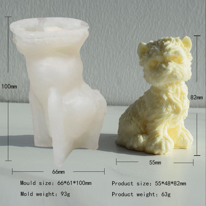 昕琪泰迪狗比熊犬柴犬香薰蜡烛硅胶模具diy动物小狗石膏滴胶摆件详情18
