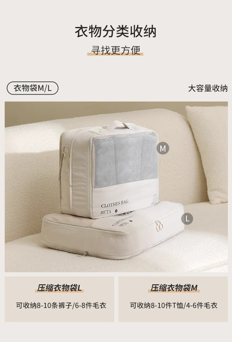 旅行收纳包旅游出差行李箱内衣鞋子分装收纳袋压缩衣物套装整理袋详情9