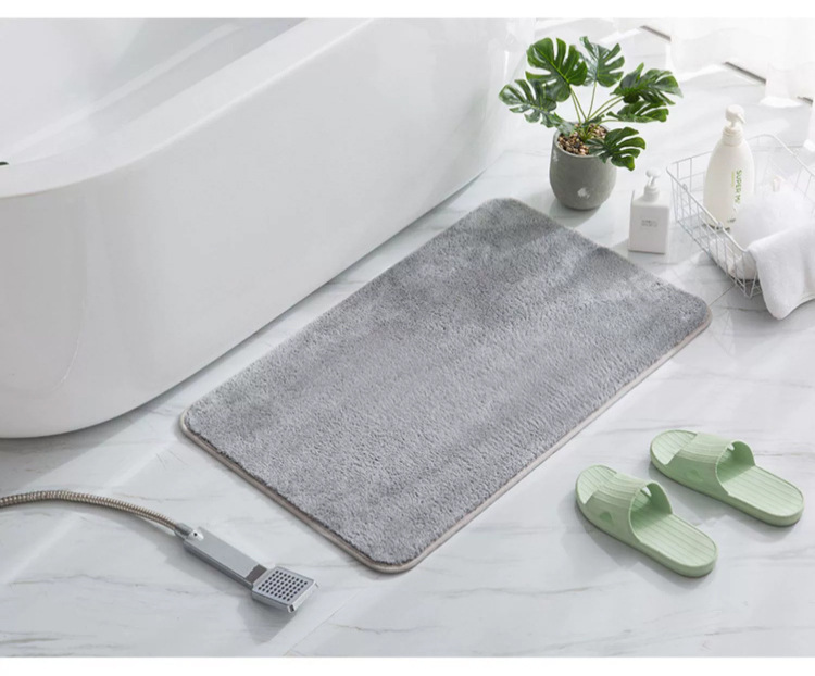 跨境仿羊绒卫生间脚垫纯色吸水防滑方形毛绒浴室地垫简约地毯详情10