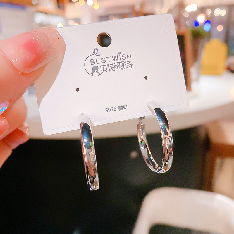 抖音爆款气质素圈耳环女潮高级感大气小耳圈批发详情5