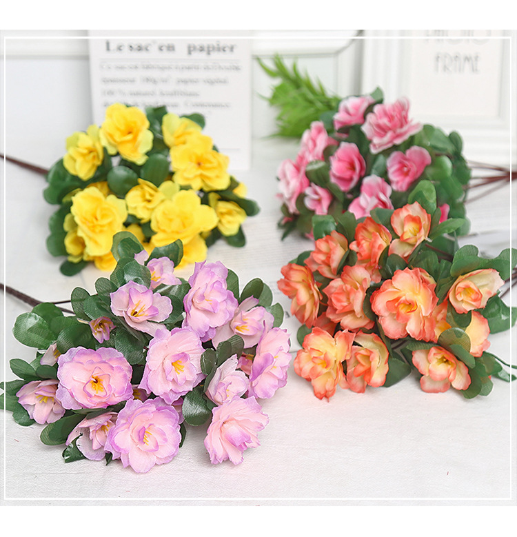 杜鹃花仿真花假花婚礼客厅装饰场景布置艺术插花户外工程办公文化仿真园艺玫瑰摆件详情4