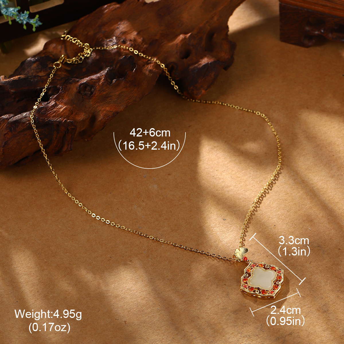 Retro imitation Hetian jade necklace, high-end pendant, niche collarbone chain, French zircon, new Chinese-style fashionable and versatile clothing accessories pic 30