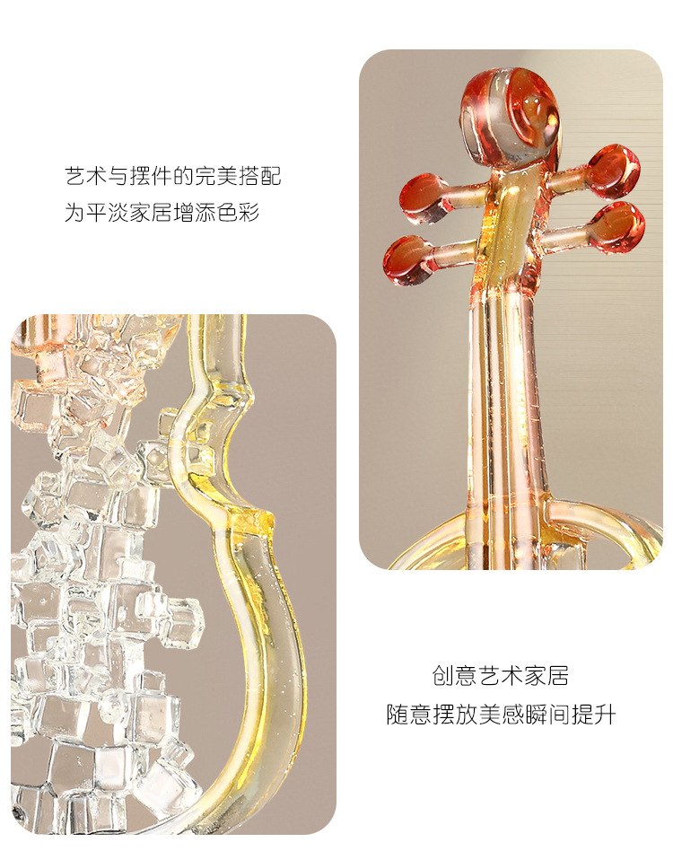 2025 Art violin ornaments, high-end living room floor, light luxury, high-end entrance, TV cabinet, wine cabinet, model room, soft decoration, resin handicrafts, Indian resin handicrafts, ornaments, micro-landscape, shell resin pic 10