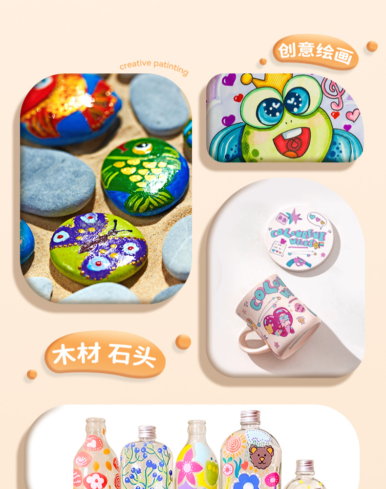 直液式丙烯马克笔软头学生美术48色水彩笔不透色可叠色12色画笔详情11