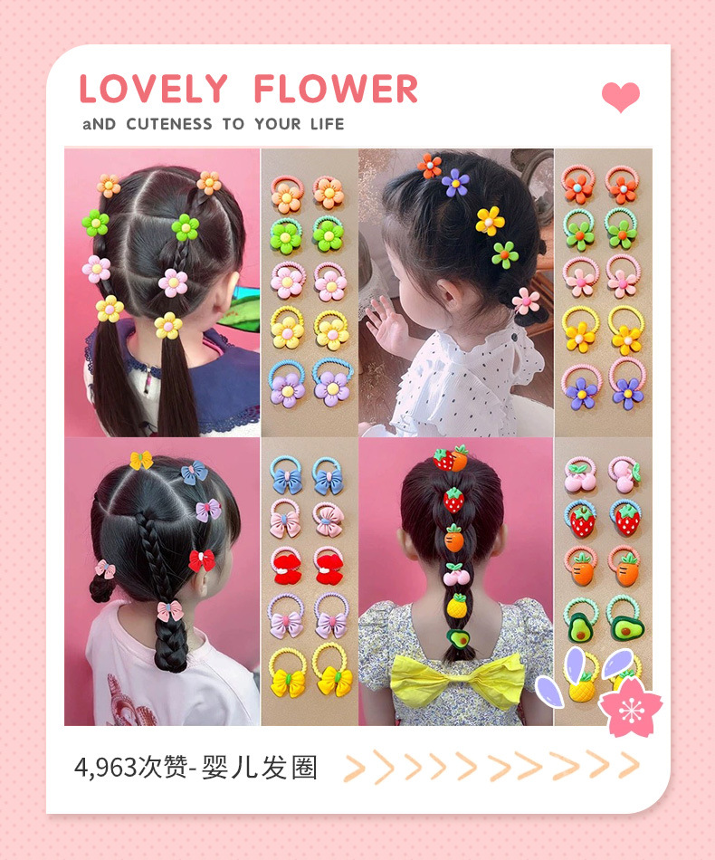 0-3岁小号宝宝 儿童可爱卡通头发绳婴儿拇指发圈不伤发橡皮筋头饰详情2