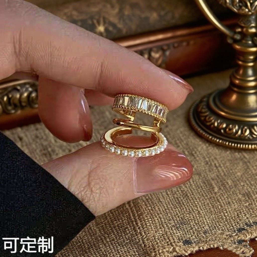 无耳洞多层珍珠锆石耳骨夹款轻奢饰品个性迷你气质小众设计师耳环详情5