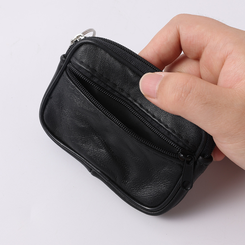 跨境小号方包零钱包真皮钱包羊皮硬币包男士卡包带钥匙扣厂家直销详情1