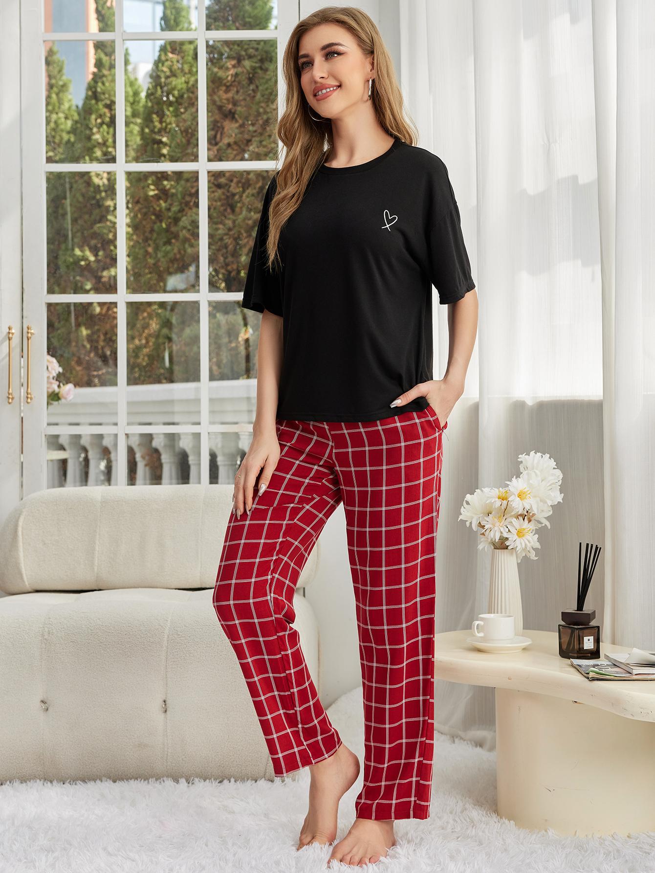 亚马逊跨境欧美睡衣女春夏季薄款短袖长裤家居服套装Wildberries详情18
