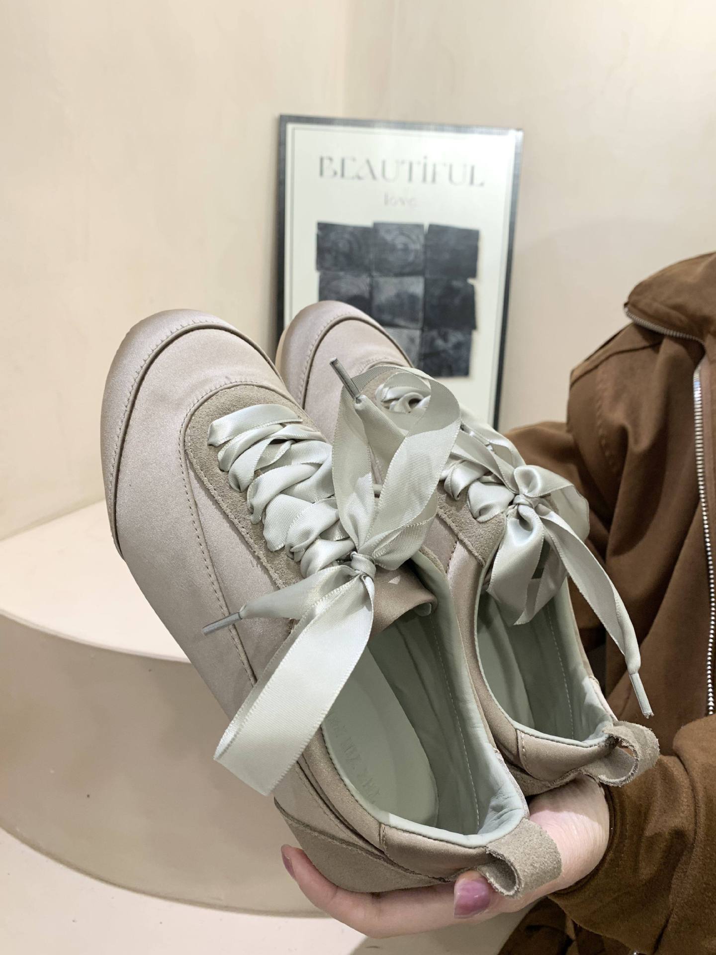 Ballet Satin German Training Shoes for Women 2026 Spring and Autumn New Style, niche design flat fashion casual shoes, pink shoes pic 13