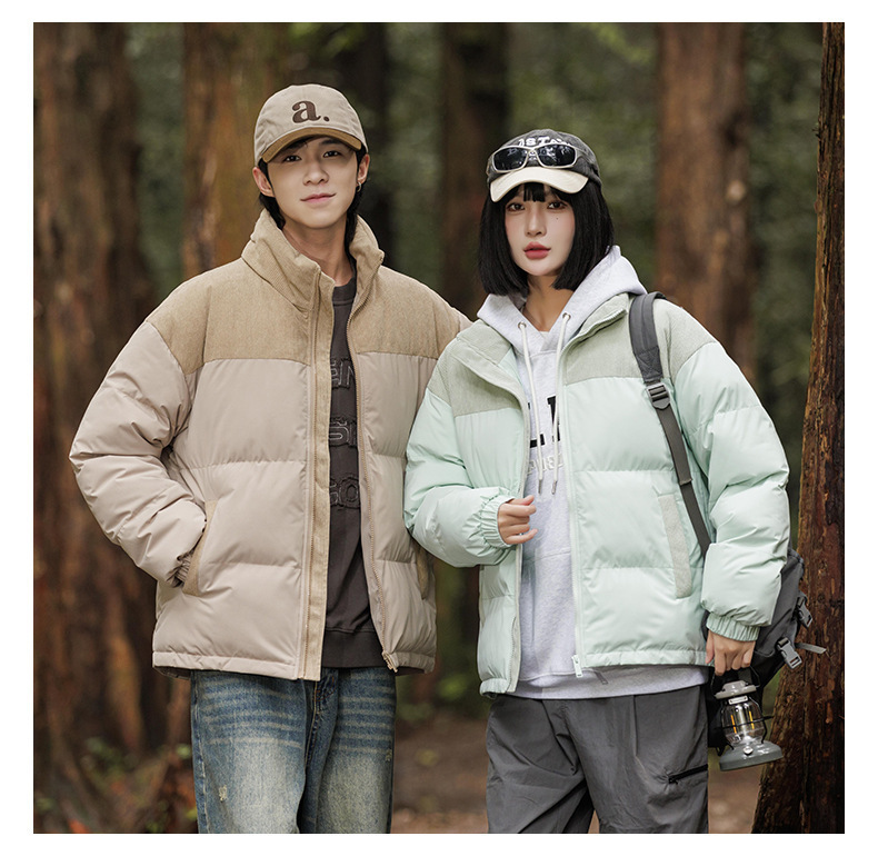 New winter fleece cotton-padded jackets for both men and women, thickened and warm cotton-padded jackets, couple bread jackets, and trendy color-blocked cotton-padded jackets pic 9