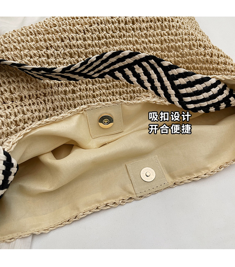 Summer high-capacity straw woven bag for women, 2024 new style seaside and beach vacation single-shoulder bag, commuter tote bucket bag pic 7