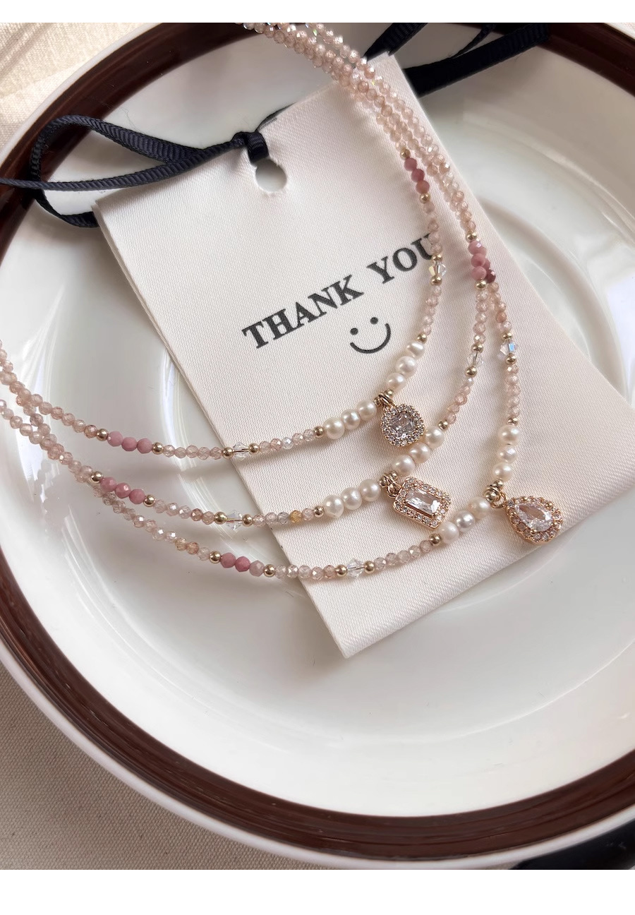 多巴胺项链不掉色女夏季高级感小众水晶锆石串珠吊坠锁骨颈链饰品详情17