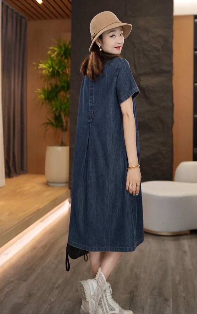 2024新款天丝牛仔连衣裙 夏季高端精致薄款大码女装 休闲妈妈裙子 时尚舒适女士裙装详情5