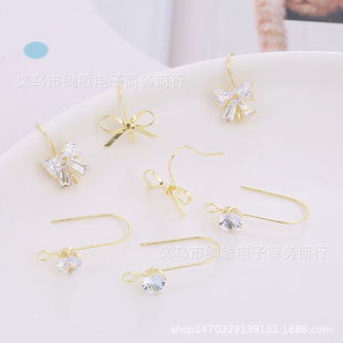 新款DIY手工精美合金烧焊爪链耳钉镶钻几何仿925银针耳饰耳坠配件详情10