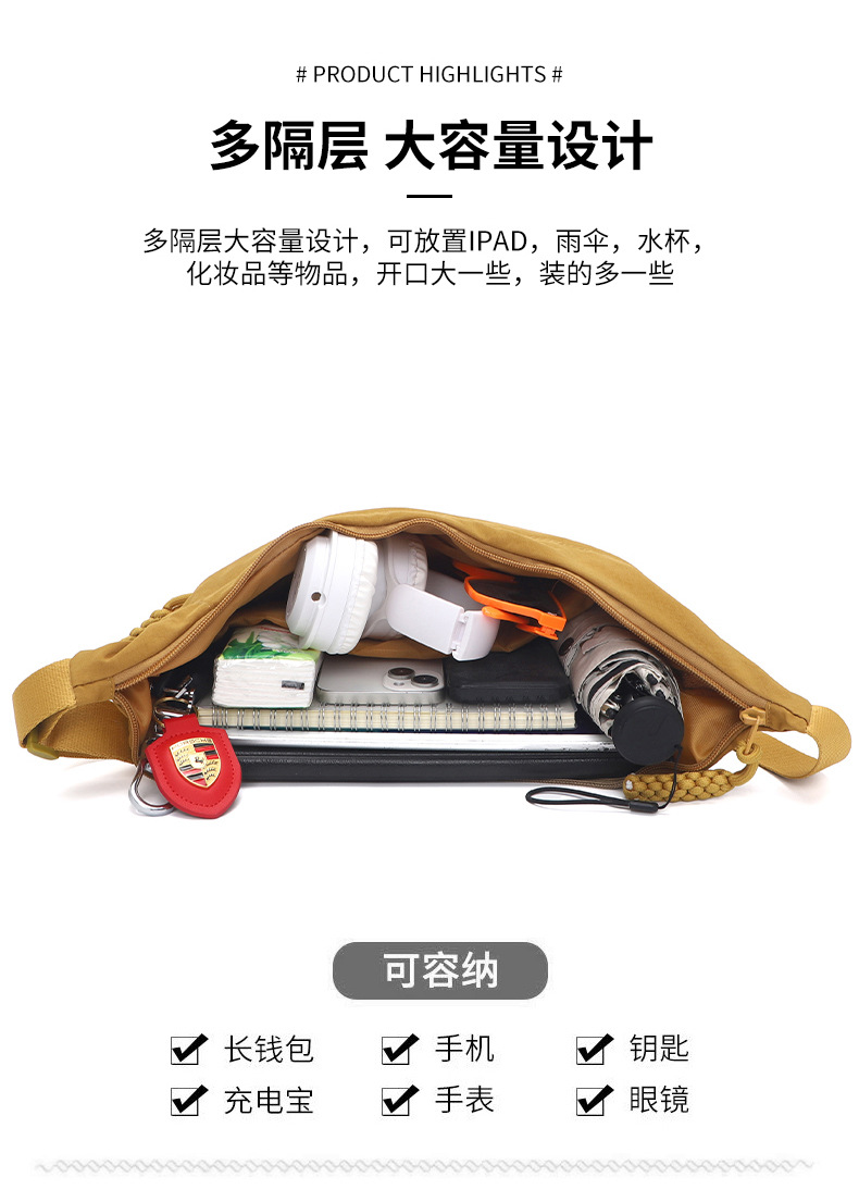 Japanese minimalist large-capacity crossbody bag for girls, 2024 new style student small crossbody bag, single-shoulder fabric bag, versatile dumpling bag for girls pic 5