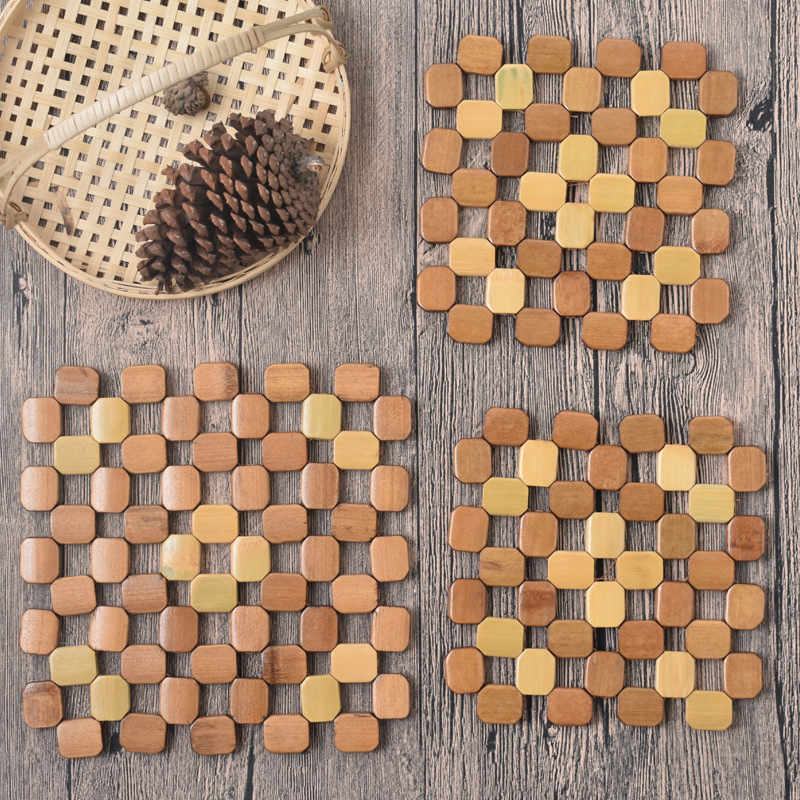 High-quality bamboo heat insulation pads, natural Nan bamboo heat-resistant table MATS, household dining table coasters and bowl MATS, high-temperature resistant heat-resistant pads pic 12
