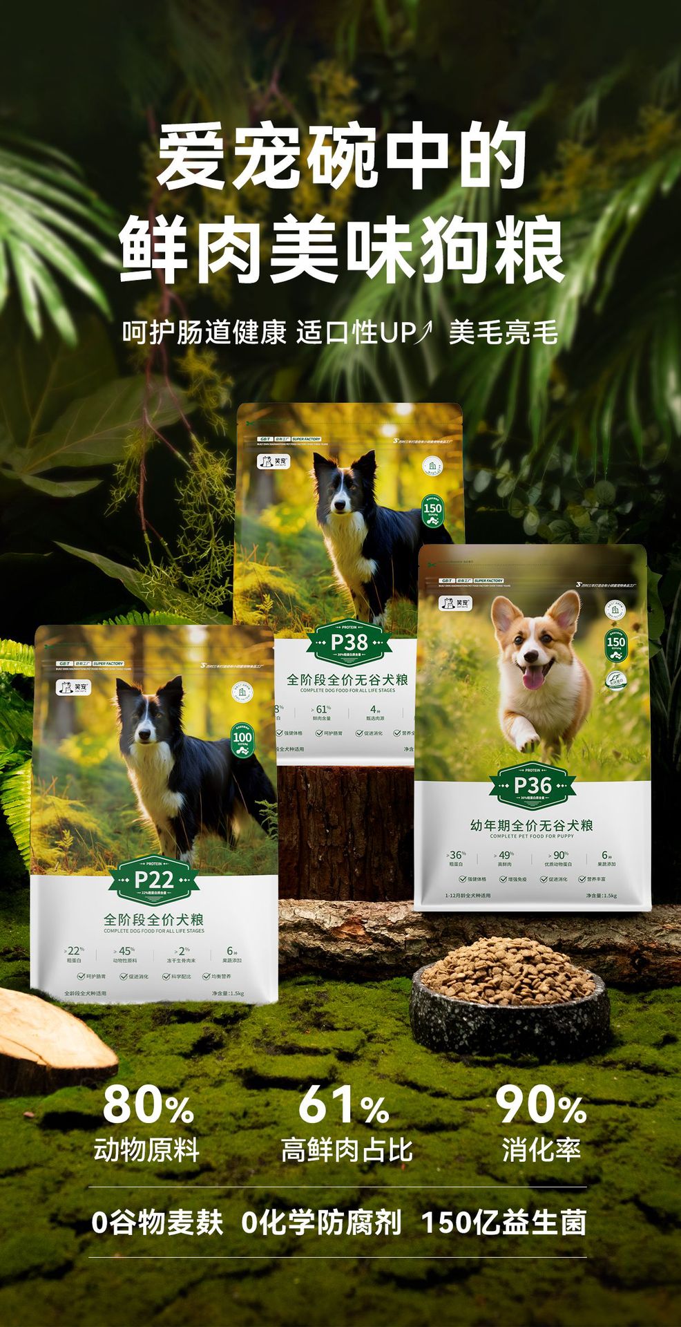 大小型犬无忧试吃狗舍专用6种蛋白全价鲜肉狗粮厂家批发1.5kg10kg详情2