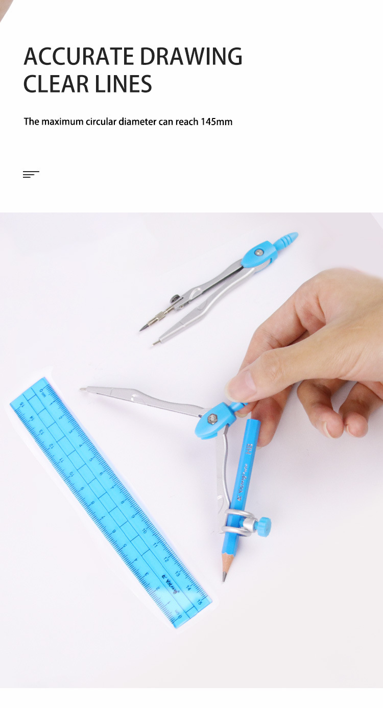 Compass set, drawing tools, compass and ruler combination set, teaching AIDS for students pic 5