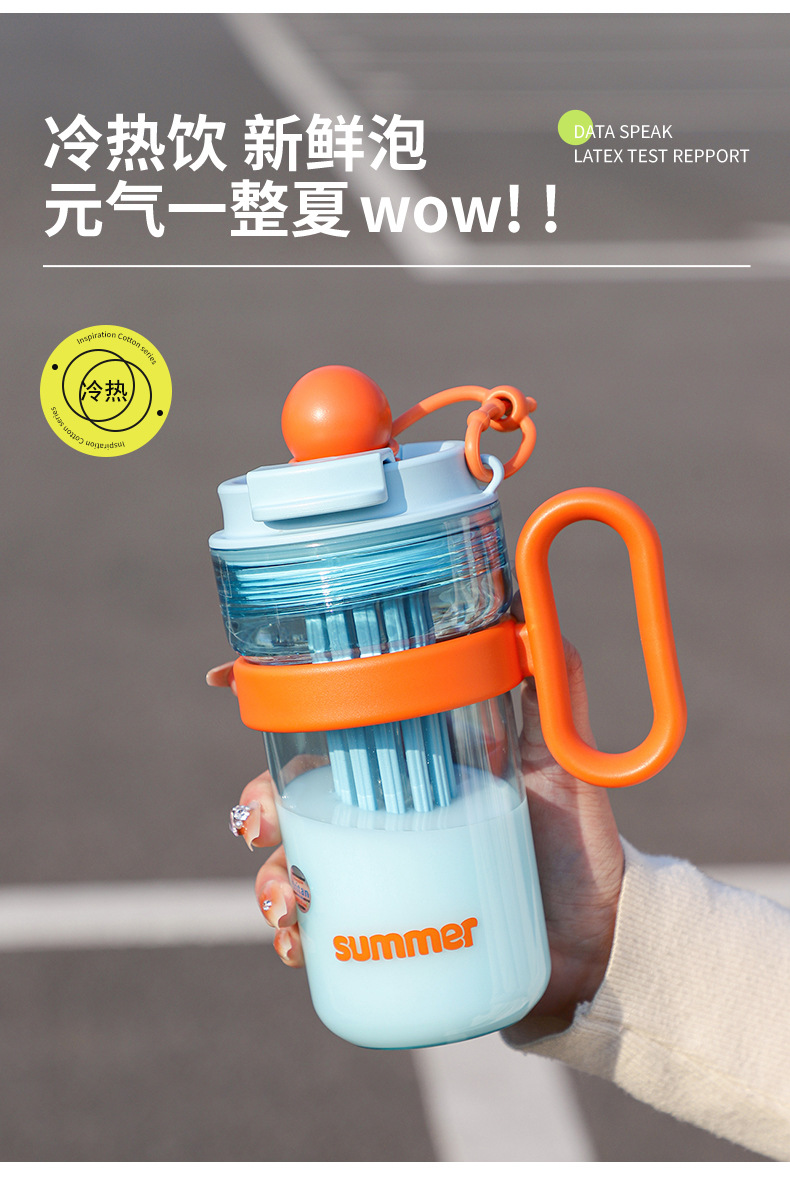 原创Tritan夏季高颜值吸管水杯女生泡茶杯办公家用奶茶咖啡塑料杯详情18