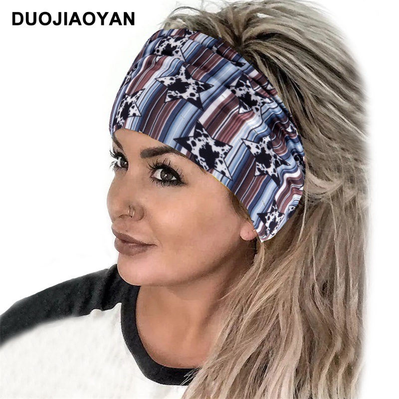 Wholesale of a variety of charming new sporty hair bands, edge knotted hair ties, colorful striped star headscarves, headbands and hair accessories pic 9